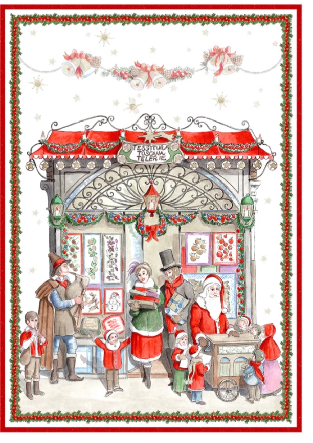 Strofinaccio in puro lino Christmas Shopping  - 50x70 cm - Tessitura Toscana