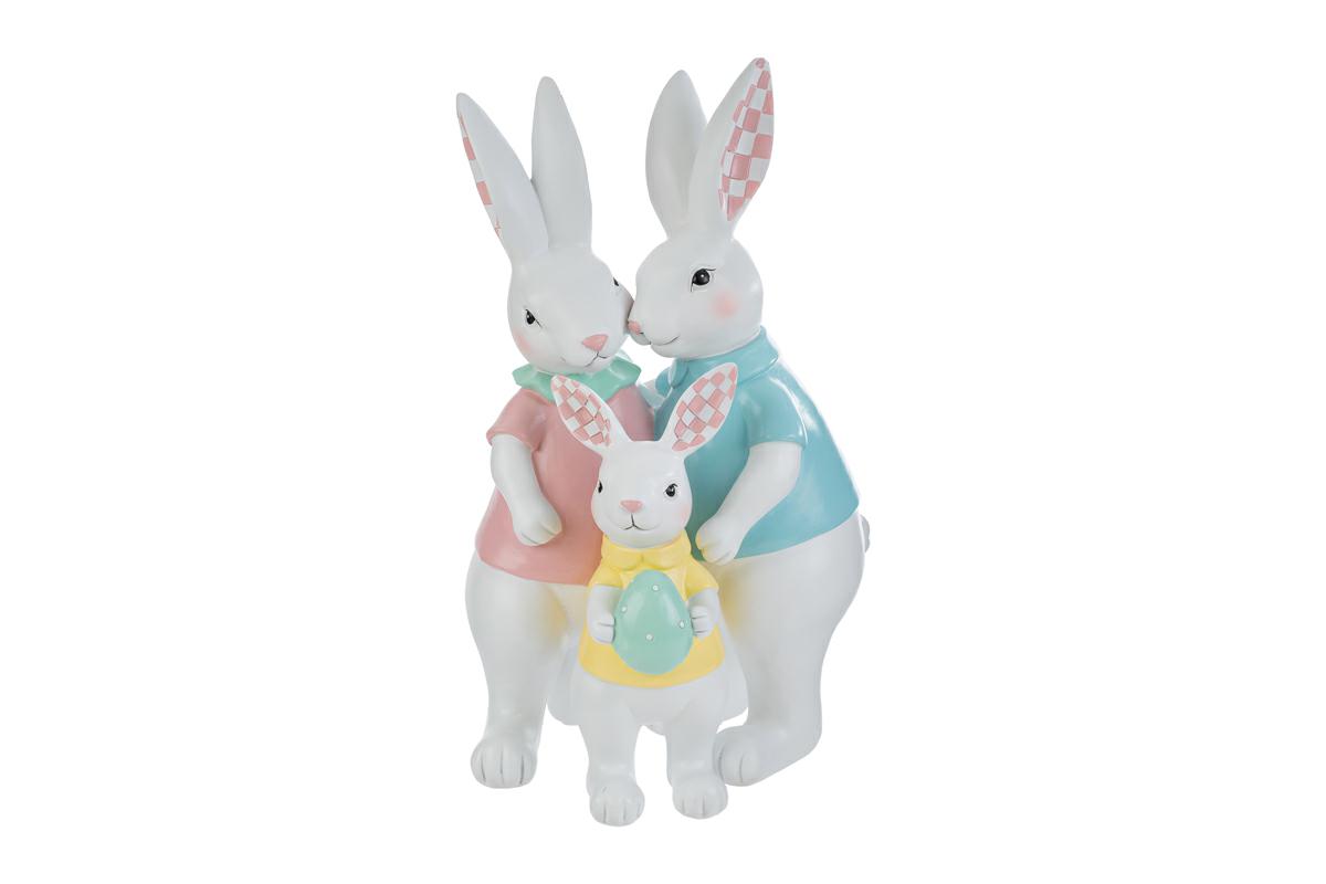 Decorazione famiglia di coniglietti in resina - H.35.5x22x17.5 cm - Le Stelle