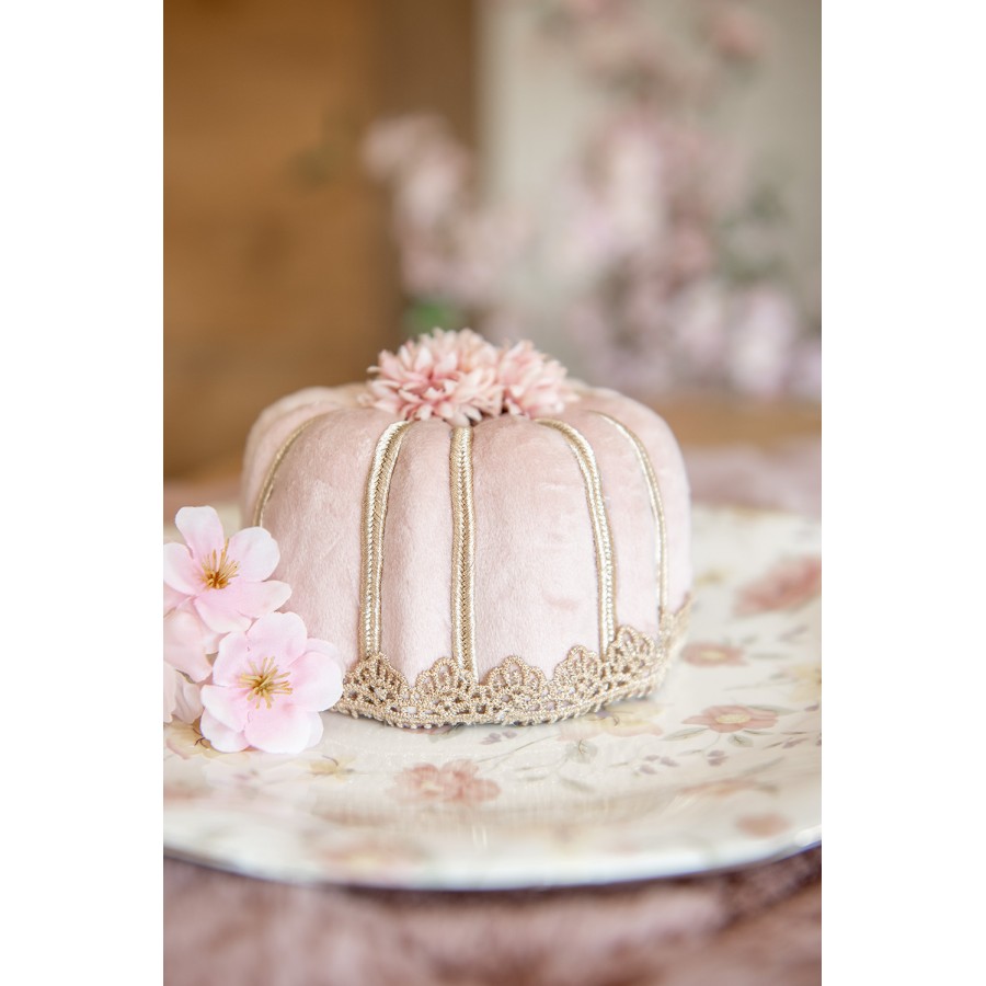 Torta decorativa in tessuto rosa e oro  - 12x7 cm - Clayre e Eef