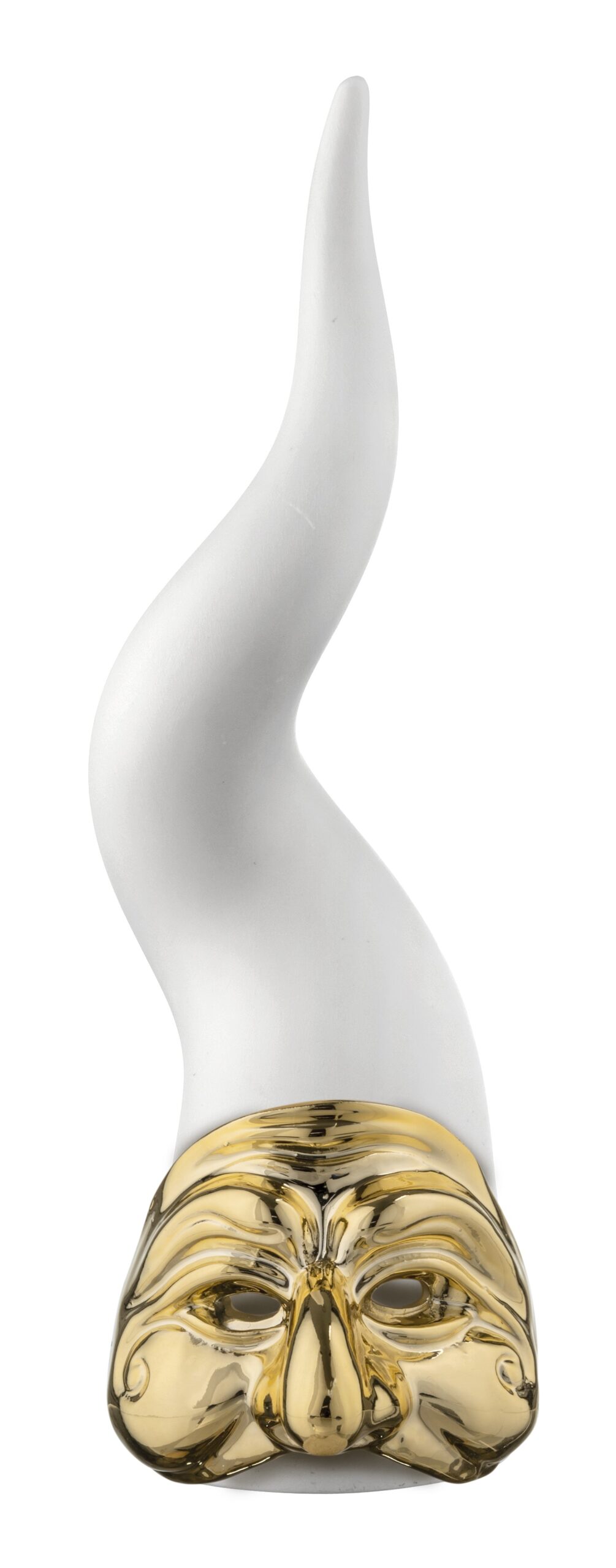 Corno pulcinella bianco/oro - H.21 cm - Bongelli