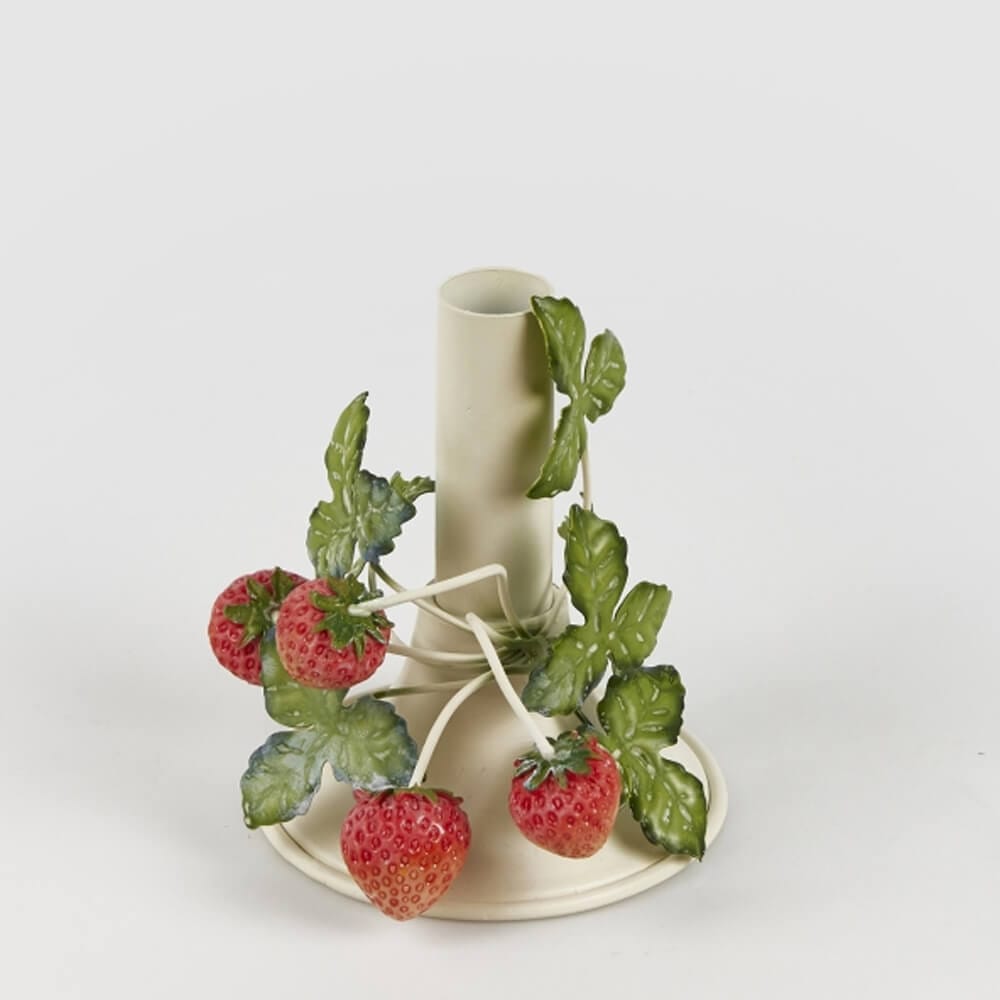 Portacandela in ferro con fragole - H.13.5 cm - EDG