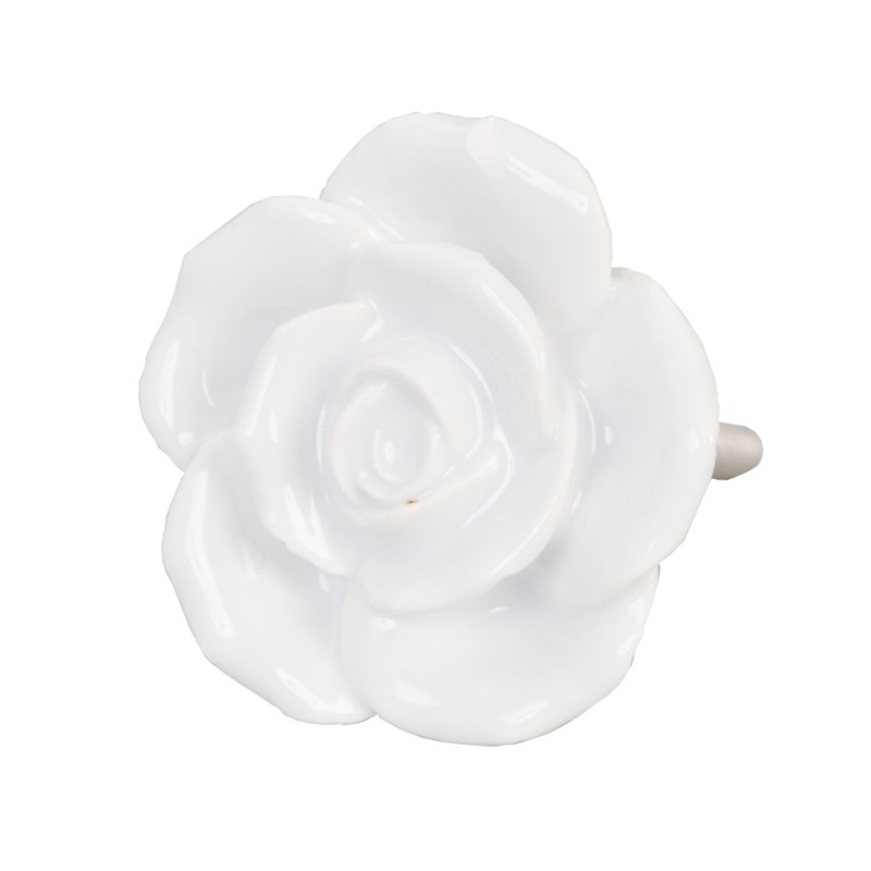 Pomello fiore in ceramica bianco - diam. 4 cm - Clayre&Eef