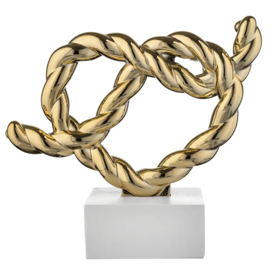 Nodo cuore oro c/base bianca - 13x15 cm - Bongelli