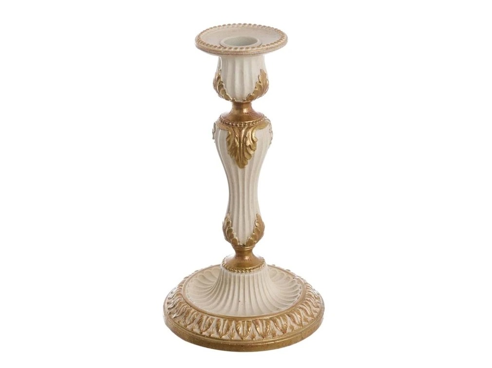 Portacandela in resina panna e oro - Coll. Momenti di Calma - H.19 cm - Blanc Mariclo
