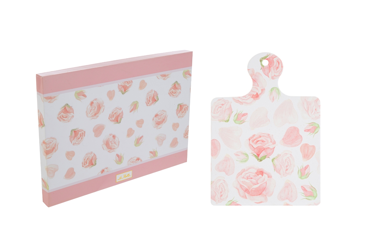 Tagliere in ceramica con roselline c/astuccio - 24x17 cm - Le Stelle