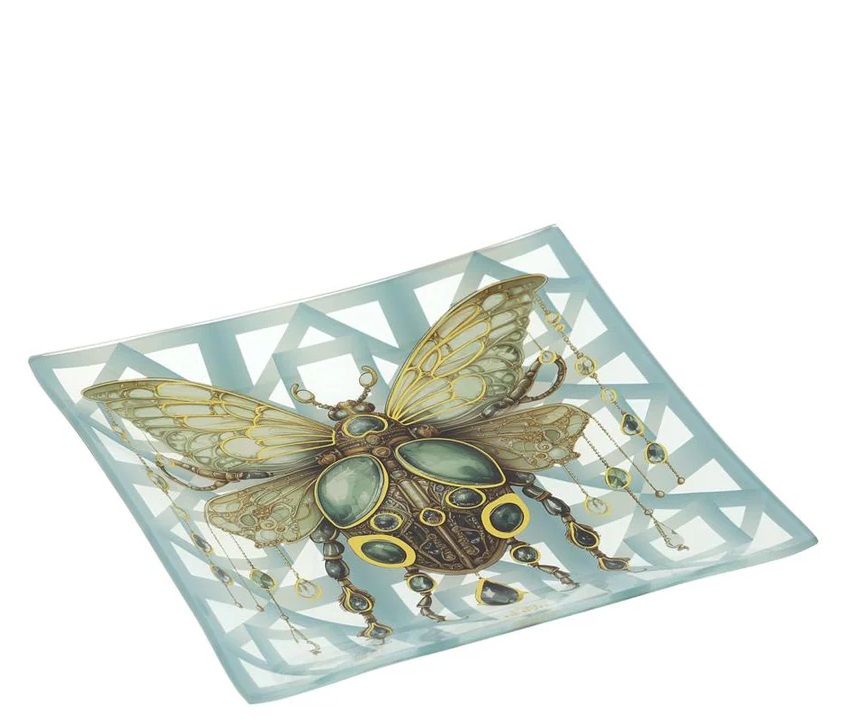 Piatto vetro scarabeo Animalgem - 20x20 cm - Hervit