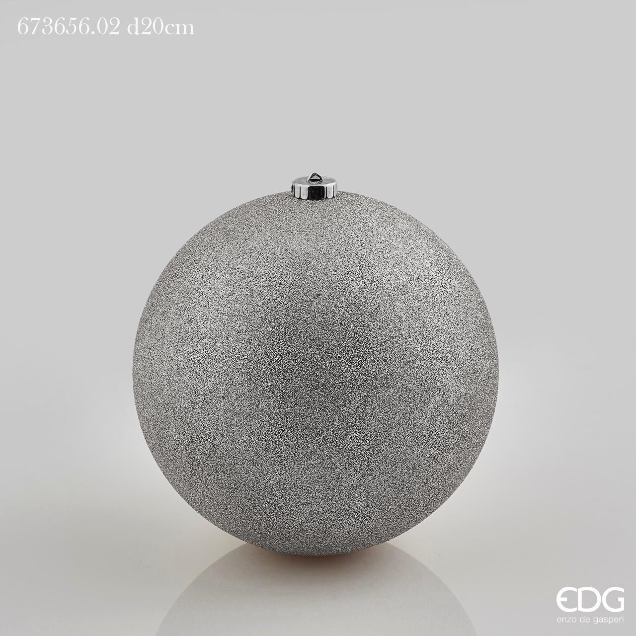 Palla in plastica glitterata argento - diam. 20 cm - EDG