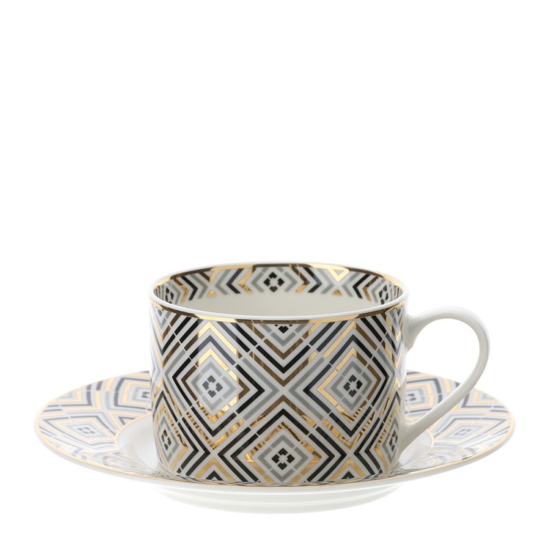 Tazza da te con piattino in porcellana linea Marrakech - 6x8.5 cm - Hervit