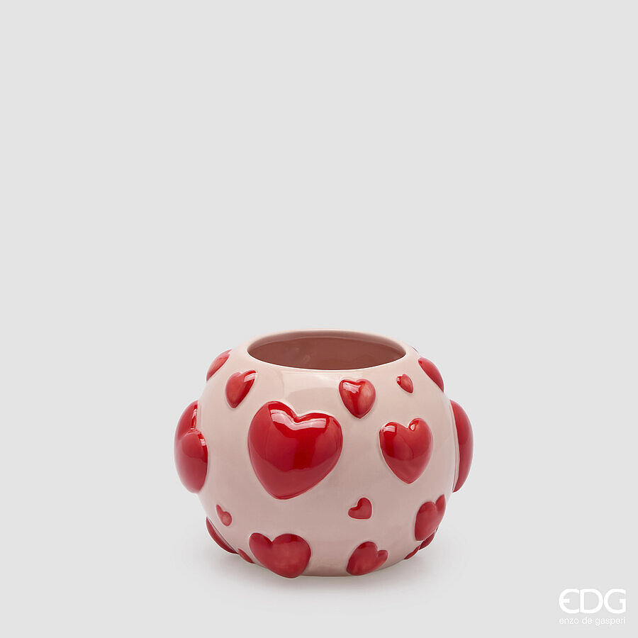 Vaso cuori a sfera in ceramica - H.13x18 cm - EDG
