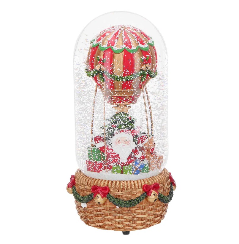 Carillon palla di neve con mongolfiera - H.23x12 cm - Timstor