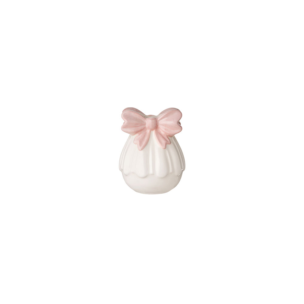 Vaso con fiocco rosa in ceramica - H.16.5x13 cm - L'Arte di Nacchi