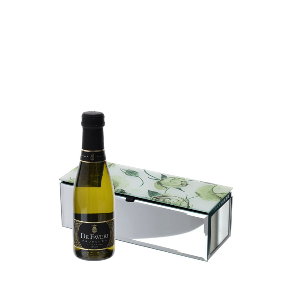 Cofanetto portagioie specchiato Rose Baccarat c/prosecco da 20 cl  - 20x7 cm - Hervit