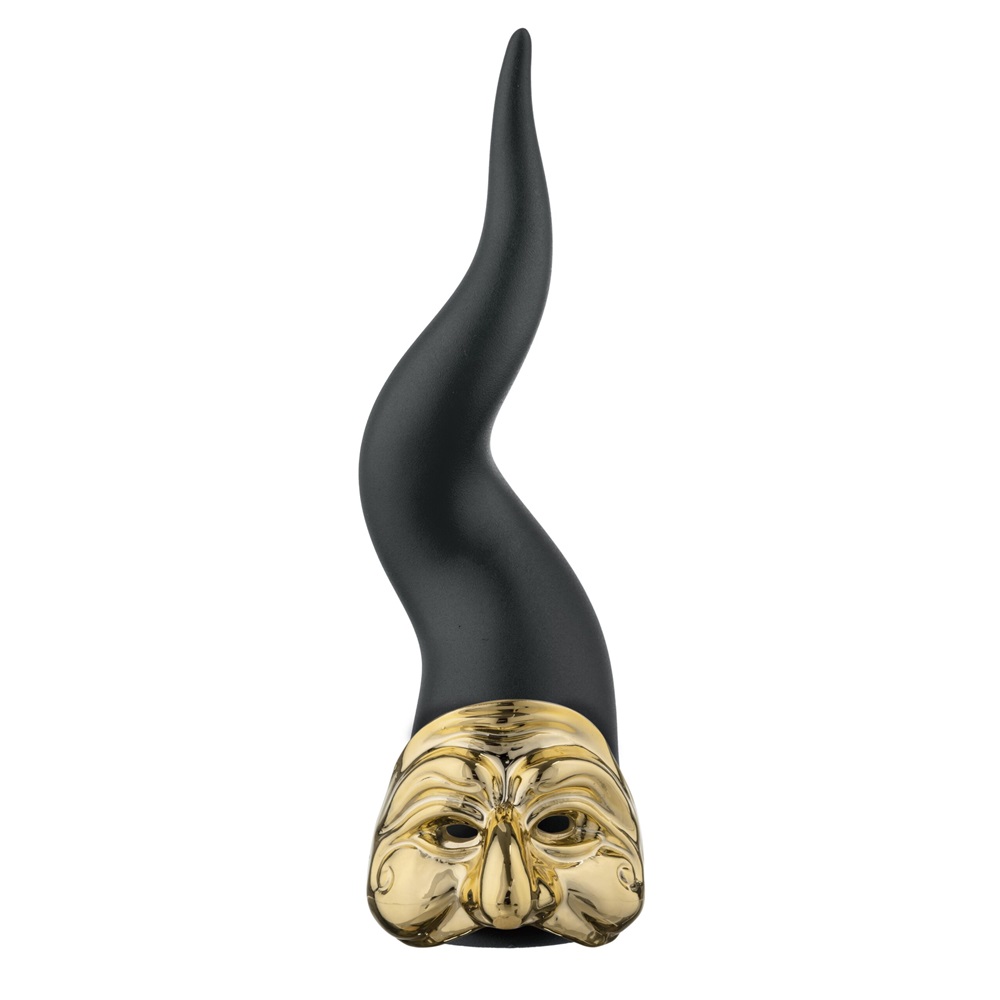 Corno pulcinella nero/oro - H.21 cm - Bongelli