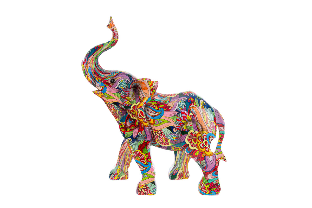 Elefante multicolor in resina - 28x11x34.5 cm - Le Stelle