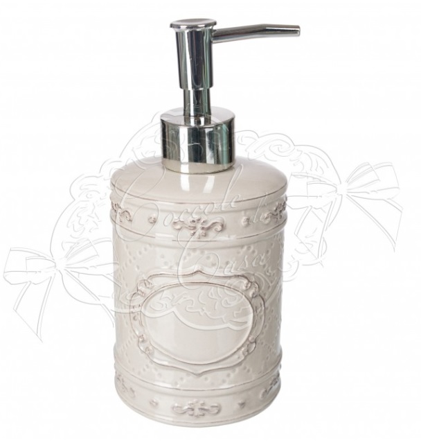 Set bagno in ceramica dispenser sapone 17.5x8 cm + porta spazzolini 10.5x8 cm - Coccole di Casa