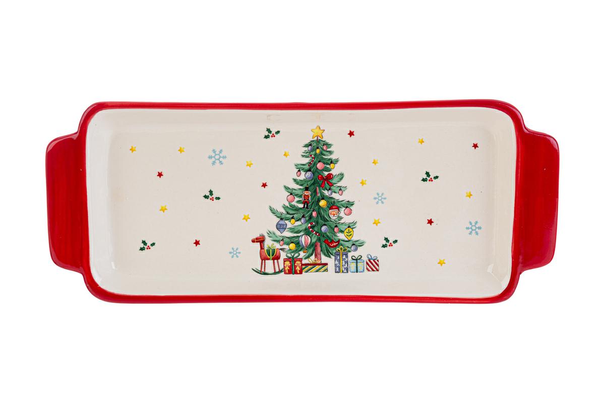 Vassoio in ceramica con albero di natale - 38.5 cm