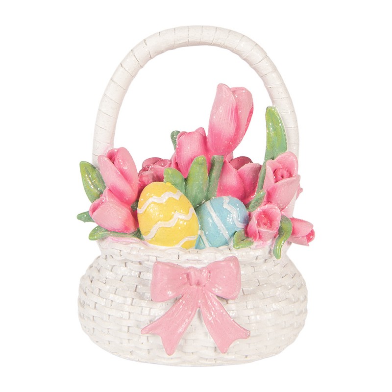 Cestino di fiori e ovetti in resina - 14x11x18 cm - Clayre e Eef