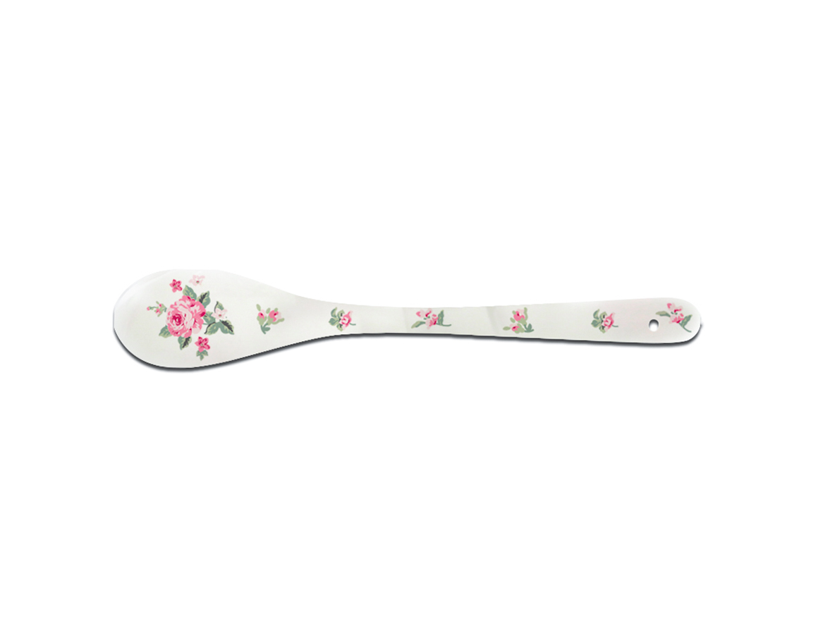Cucchiaino in porcellana con fiori - Linea Bella - 13 cm - Isabelle Rose