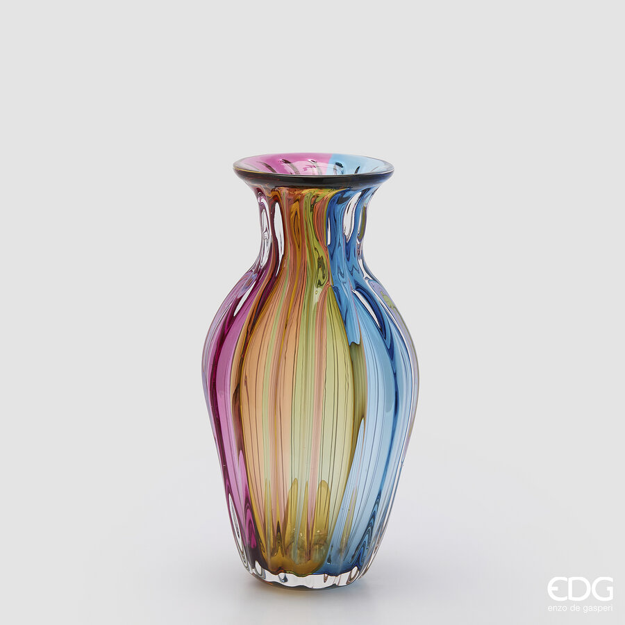 Vaso rainbow in vetro multicolor - H.37x19 cm - EDG