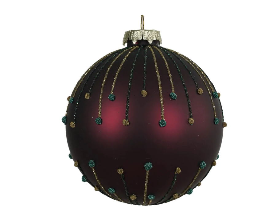 Pallina di Natale in vetro bordeaux - diam.10 cm - Stile'