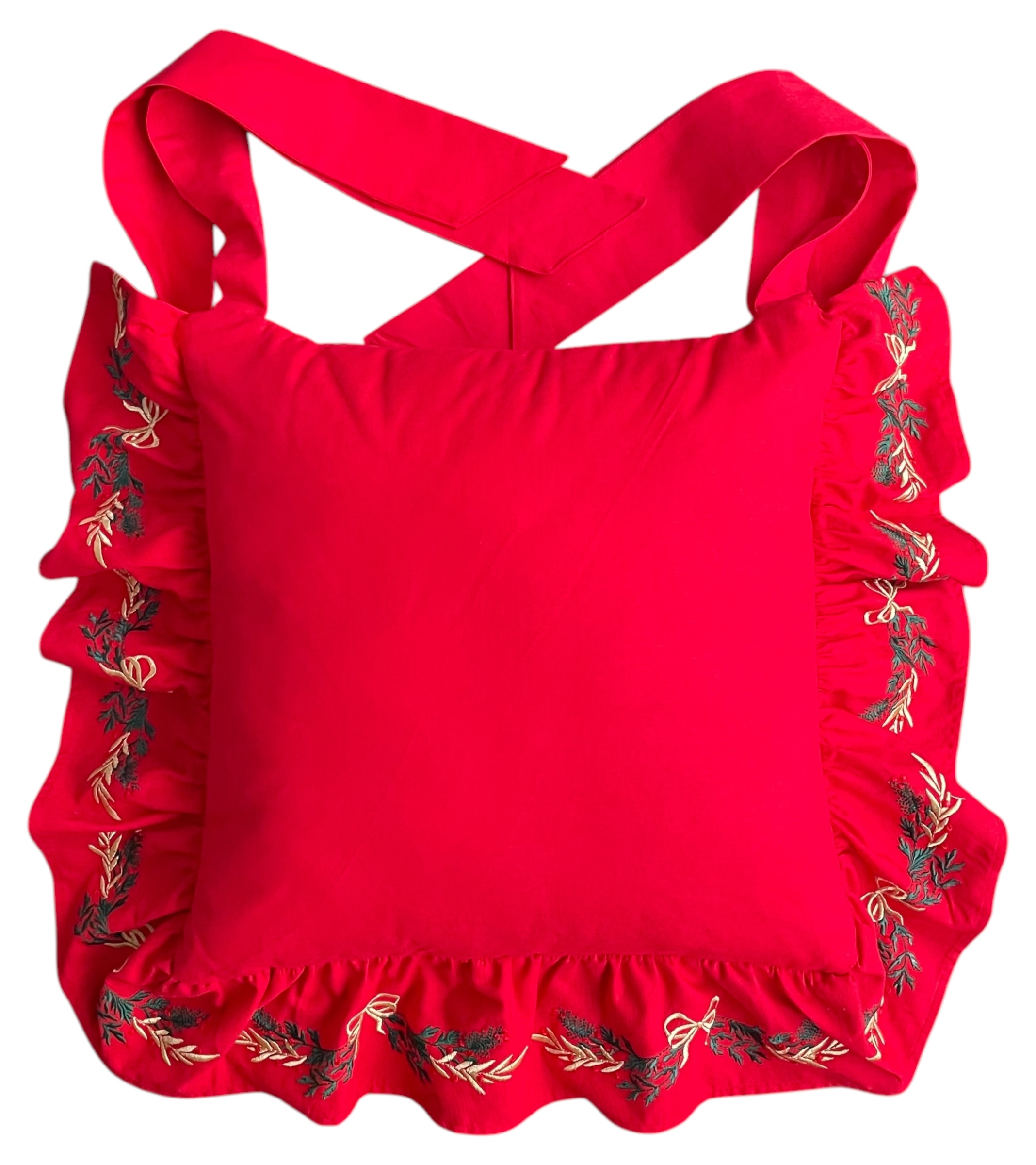 Cuscino da sedia natalizio in cotone rosso FANCY - 43x43 cm + rouches - Clodette