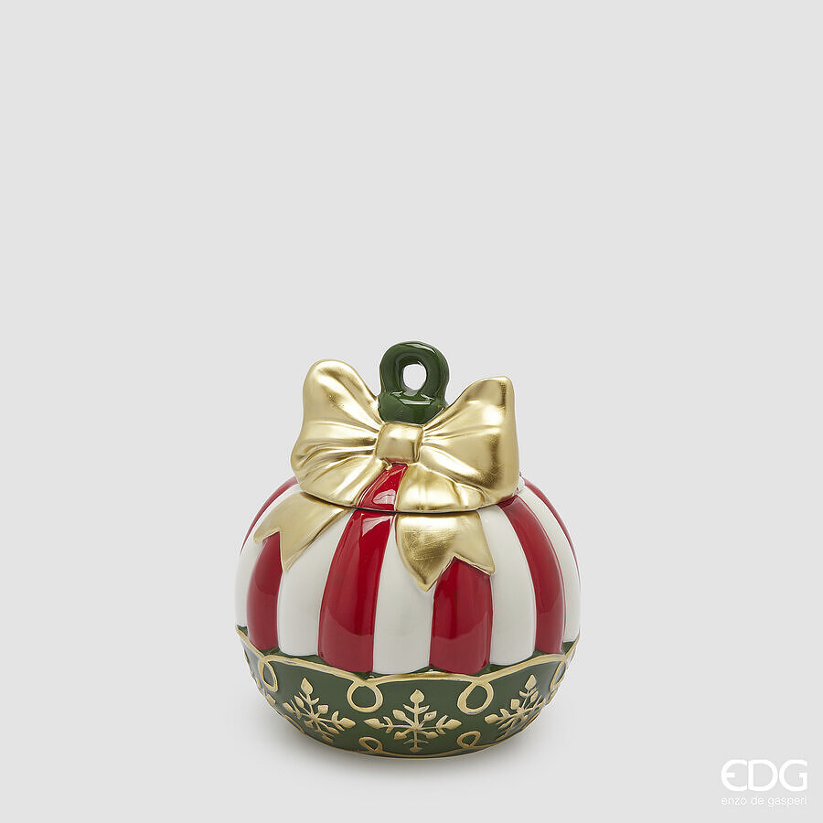 Contenitore ermetico in ceramica palla di natale - H.17.5x16 cm - EDG