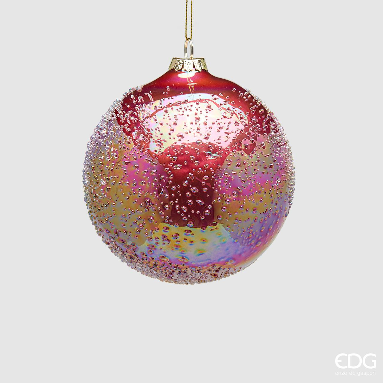 Palla in vetro con microbolle rosa antico - diam 12 cm - EDG