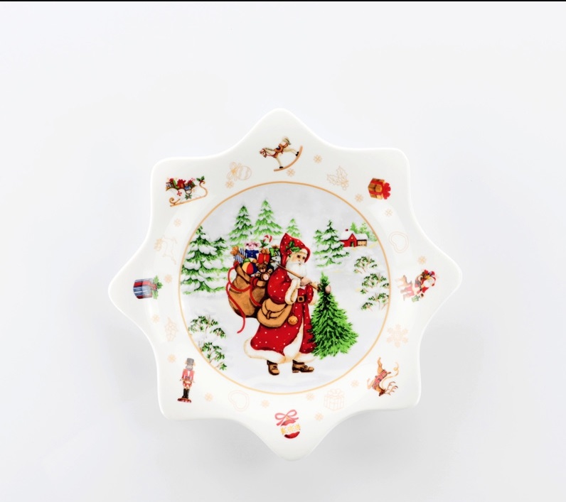 Vassoio natalizio in porcellana - diam. 20 cm - Linea Xmas - Weissestal