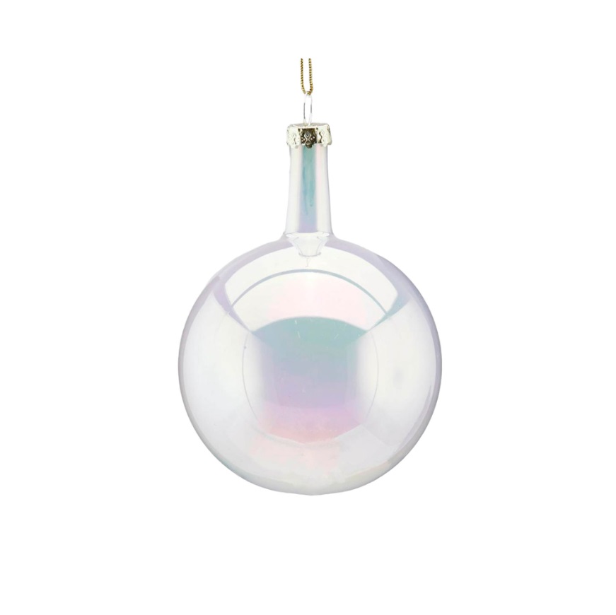 Palla in vetro bianco effetto bolla - diam. 10 cm - EDG