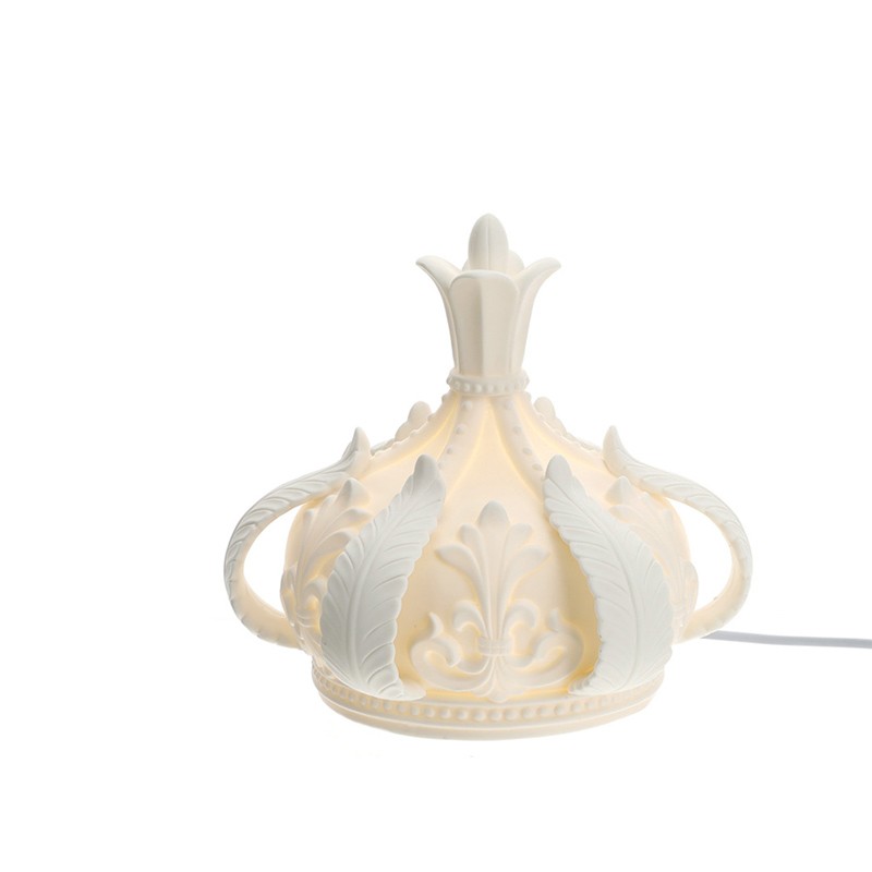 Lampada corona in porcellana bianca - 20X18 cm - Hervit