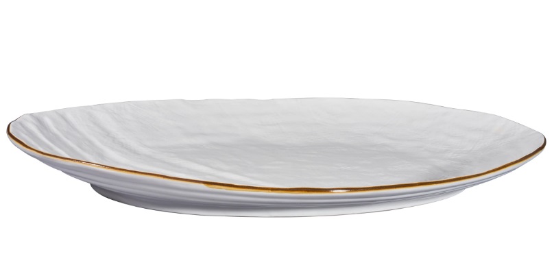 Vassoio grande ovale in gres bianco - Linea Mediterraneo - 40x28x4 cm - Novita Home