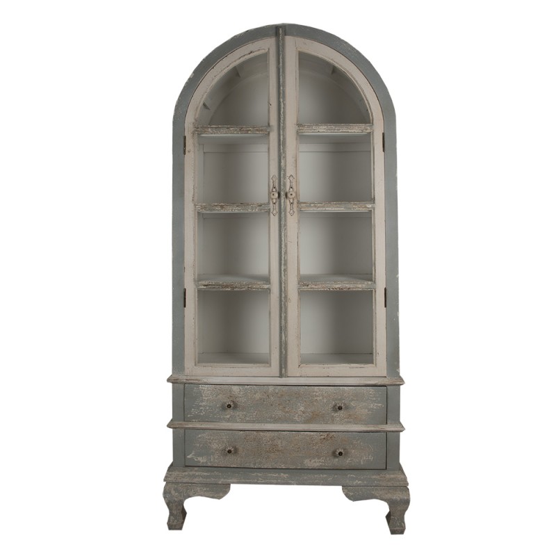 Vetrina in legno celeste polvere c/cassetti - H.200x41x95 cm - Clayre e Eef