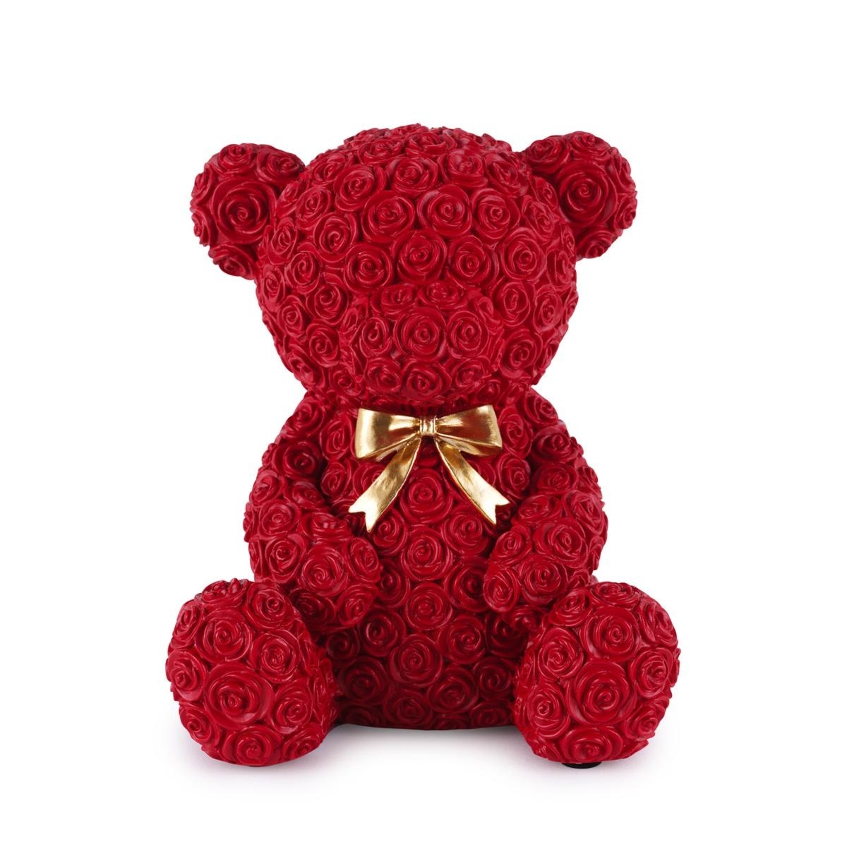 Salvadanaio orsetto ROSSO con fiocco in resina - H.10x12 - Henriette