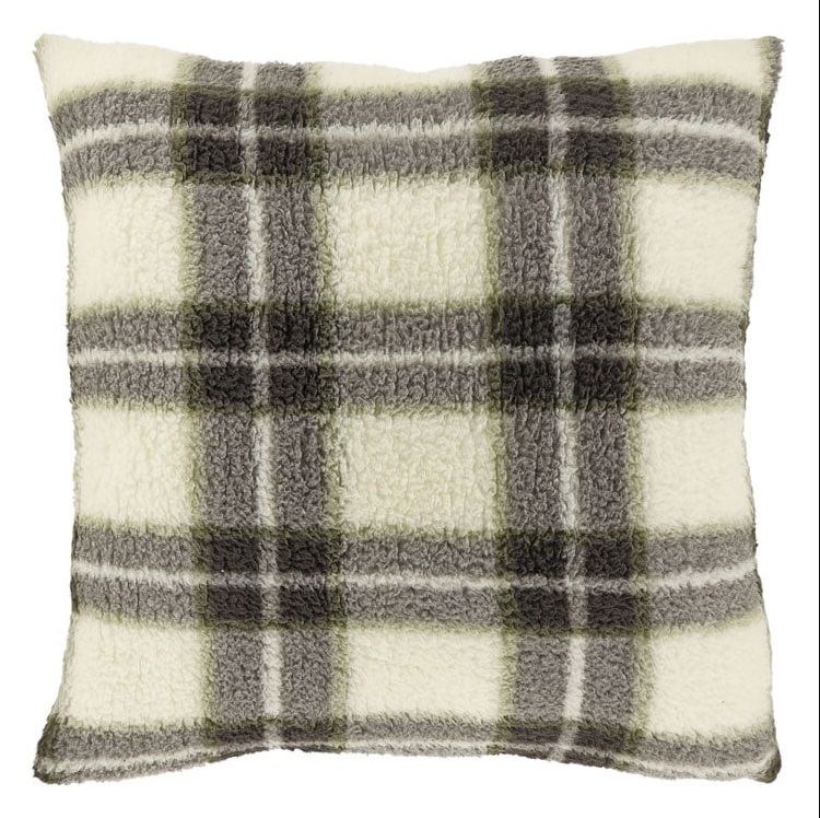 Cuscino in plaid a quadroni Winter Green - 53x53 cm - Unique Living