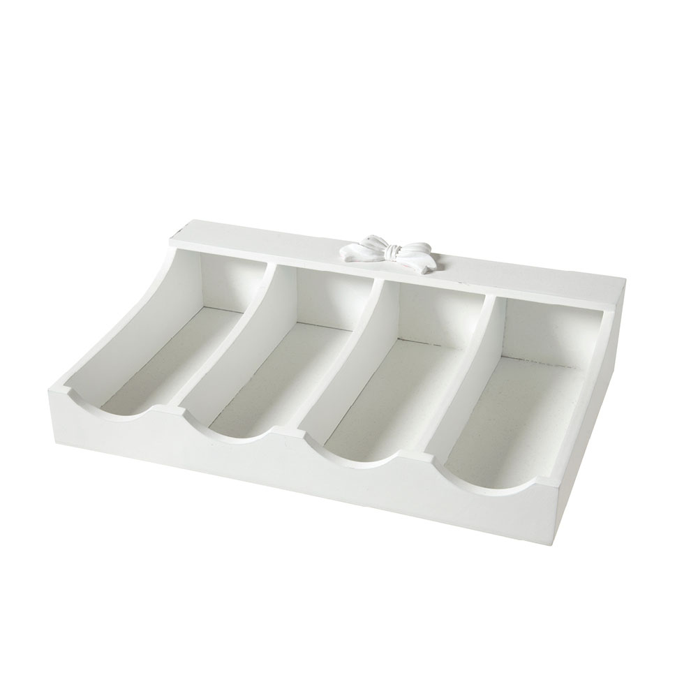Portaposate in legno bianco con fiocco - 40x26x10 cm - L'Arte di Nacchi