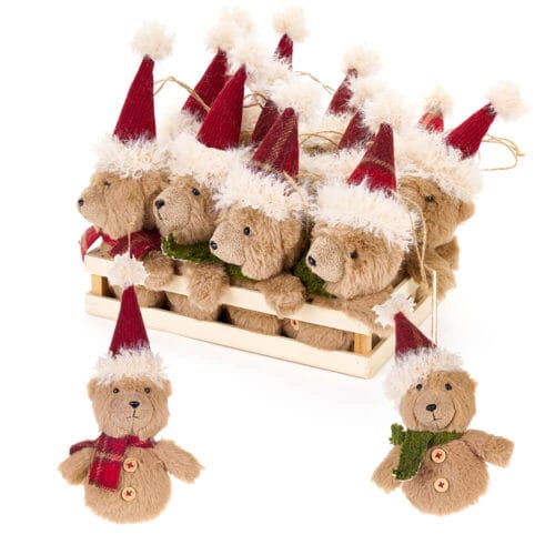 Orsetti di peluches natalizi da appendere - 12x22 cm - Nuvole di Stoffa