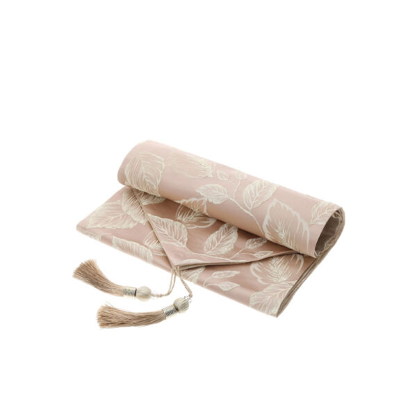 Runner c/nappe rosa oro Foliage c/astuccio regalo - 33x180 cm - Hervit