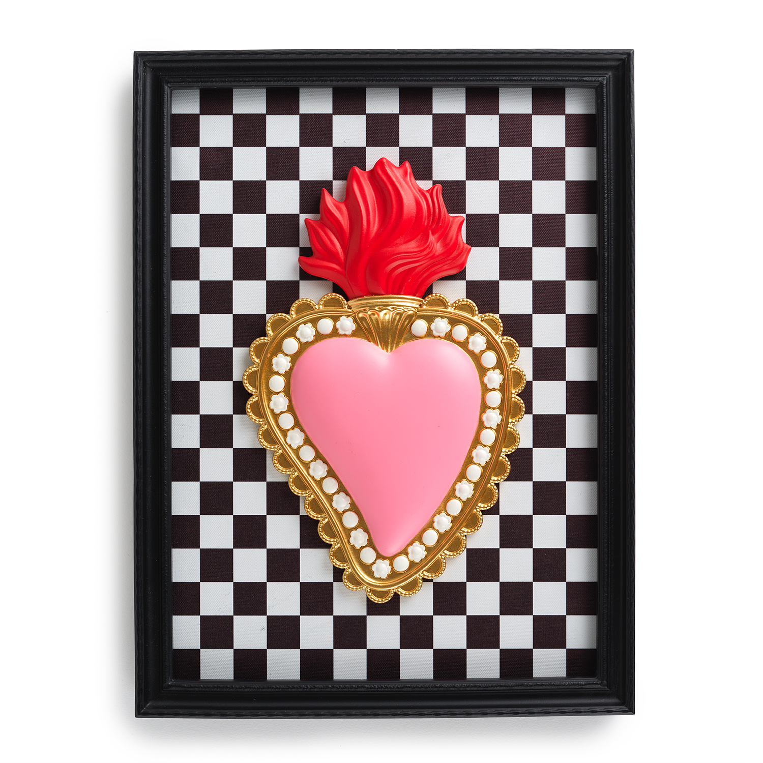 Cornice rettangolare c/cuori e quadretti - 40x30 cm - Henriette
