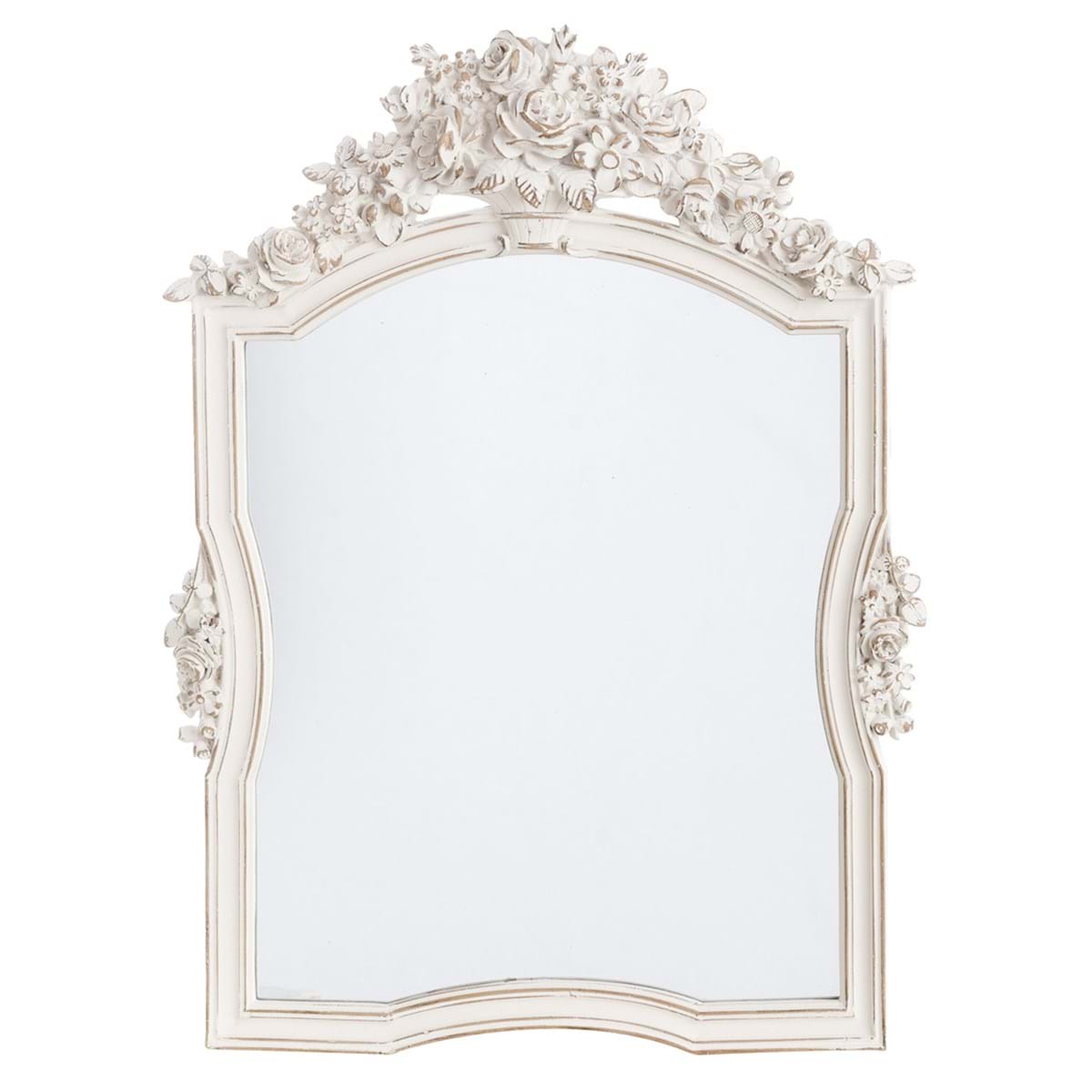 Specchio quadrato in resina con fregio - 37x50 cm - Blanc Mariclò