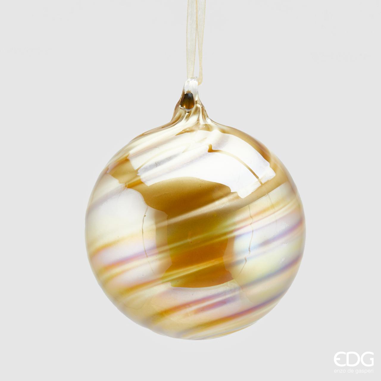 Palla in vetro oro spirale - diam. 12 cm - EDG