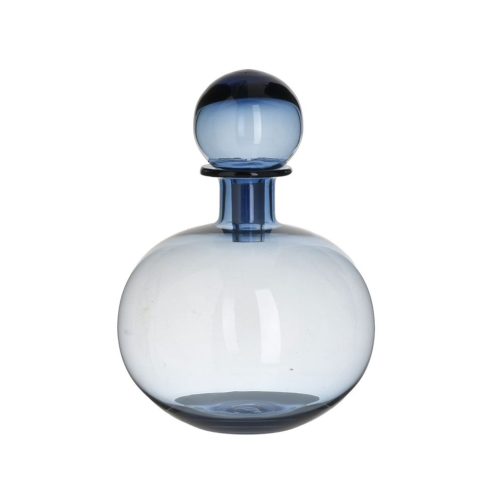 Bottiglia decorativa in vetro blu con coperchio - 20x29 cm - Fiorentino Home