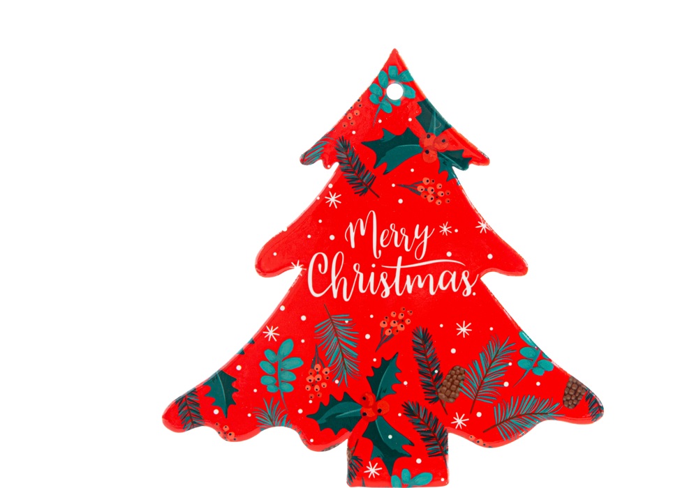 Albero poggia pentola in ceramica Merry Christmas - 20x20 cm - Le Stelle