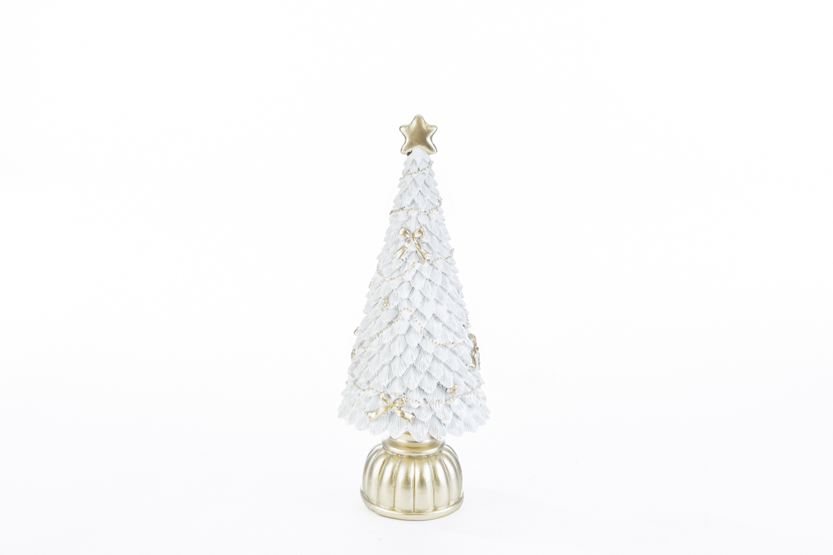 Albero natalizio in resina panna e oro - H.25 cm