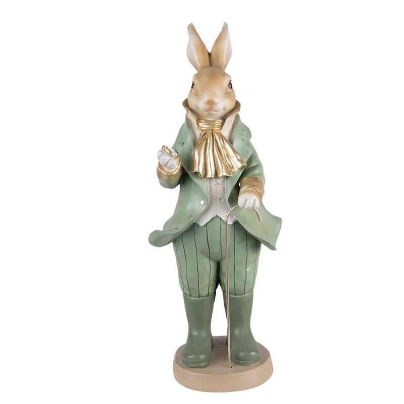 Statua decorativa coniglio con giacca verde in resina - H.40 cm - Clayre&Eef