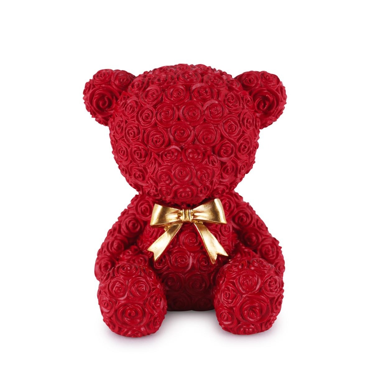 Orsetto in resina da appoggio ROSSO con fiocco - 6x7 cm - Henriette