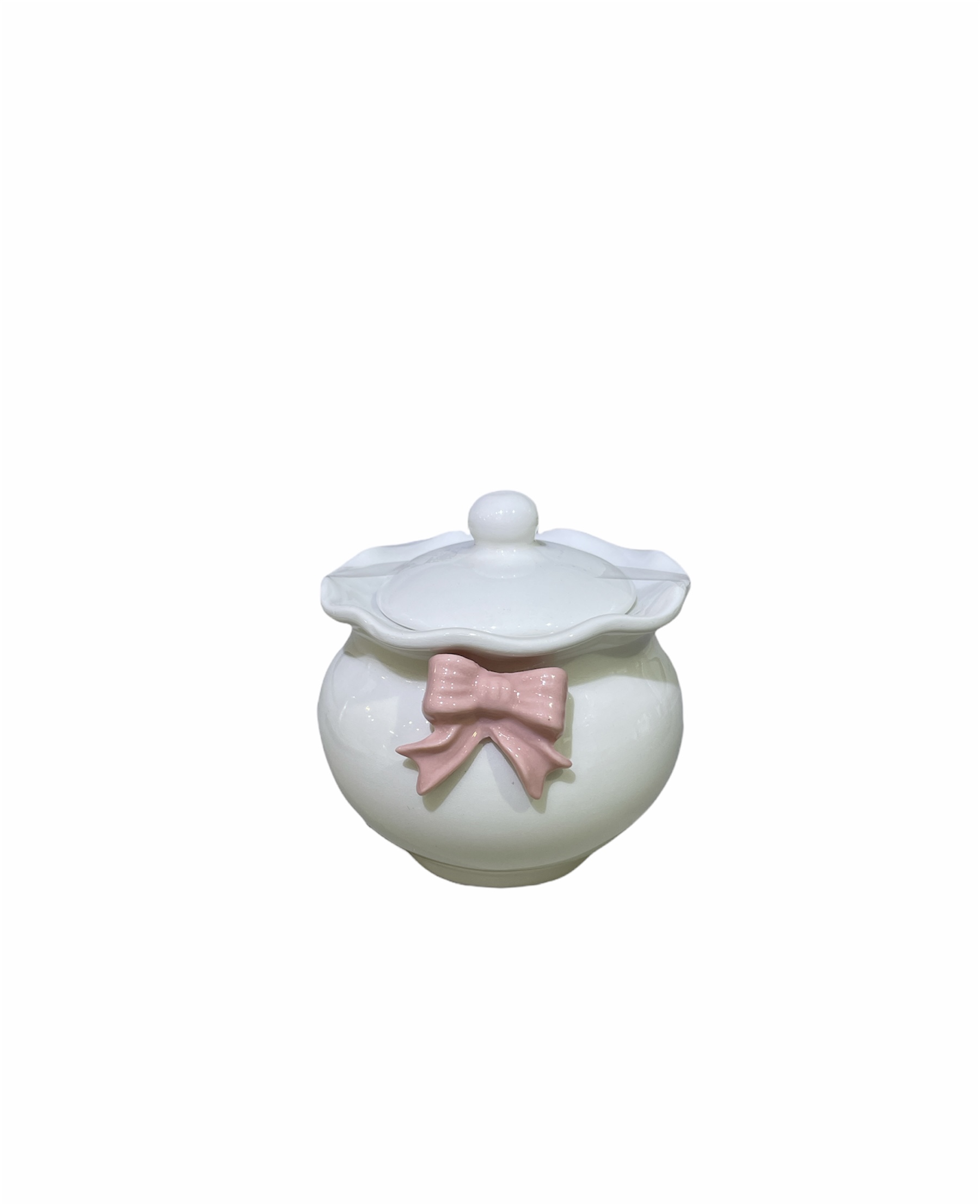 Zuccheriera in ceramica di capodimonte con fiocco disponibile in diversi colori - h11 d10 cm - Ad Rem Collection
