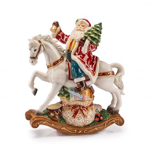 Carillon in porcellana Babbo Natale su cavallo - 28x33 -Fitz And Floyd