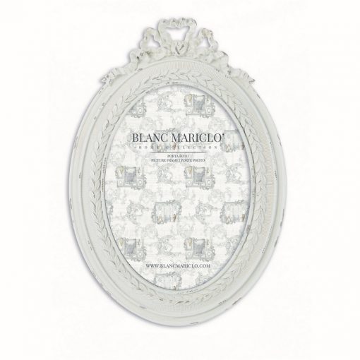 Portafoto ovale in resina Cavaliere della rosa - H.25 cm - Blanc Mariclo