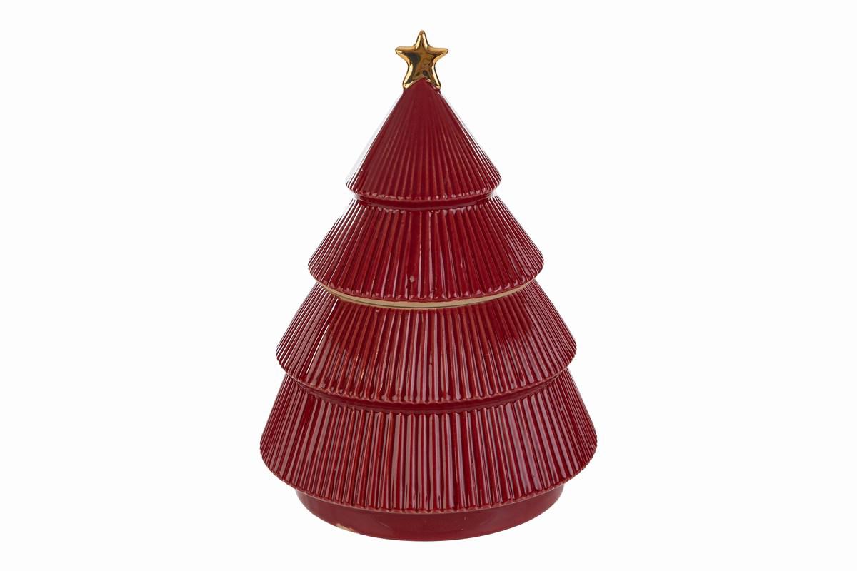 Scatola albero in ceramica rosso - H.21x15 cm - Le Stelle