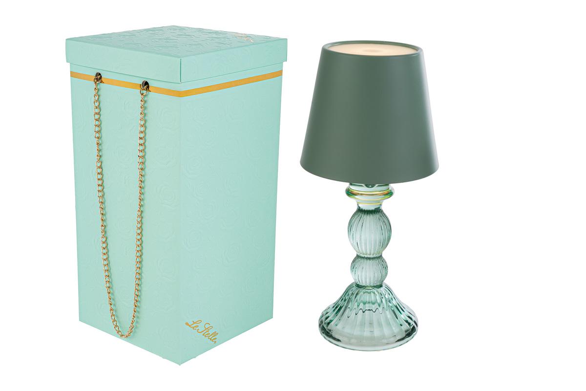 Lampada a led drim in vetro verde menta c/box - H.24.5x11 cm - Le Stelle